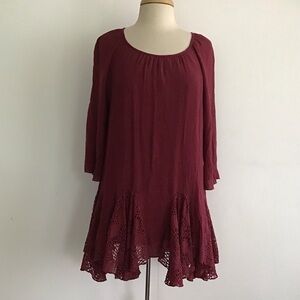 Boho, Lagenlook Whimsygoth Dark Fairy lined gauze lace trim Indigo Soul Tunic S